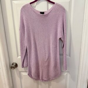 Talbots Womens Size L Lilac‎ 100% Pima Cotton Knit Sweater Long Sleeve *flaw*